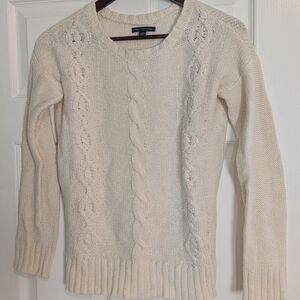 Like New American Eagle Silver Sparkle Ivory Knit Warm Sweater Cozy Soft Comfort